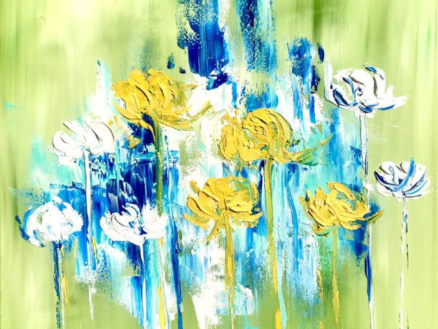 «Florecillas abstractas amarillas y blancas»
